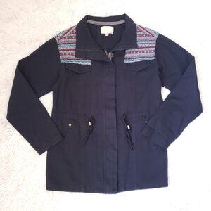 Skies Are Blue Jacket M Embroidered Utility Blue Nordic Barn Chore Coat